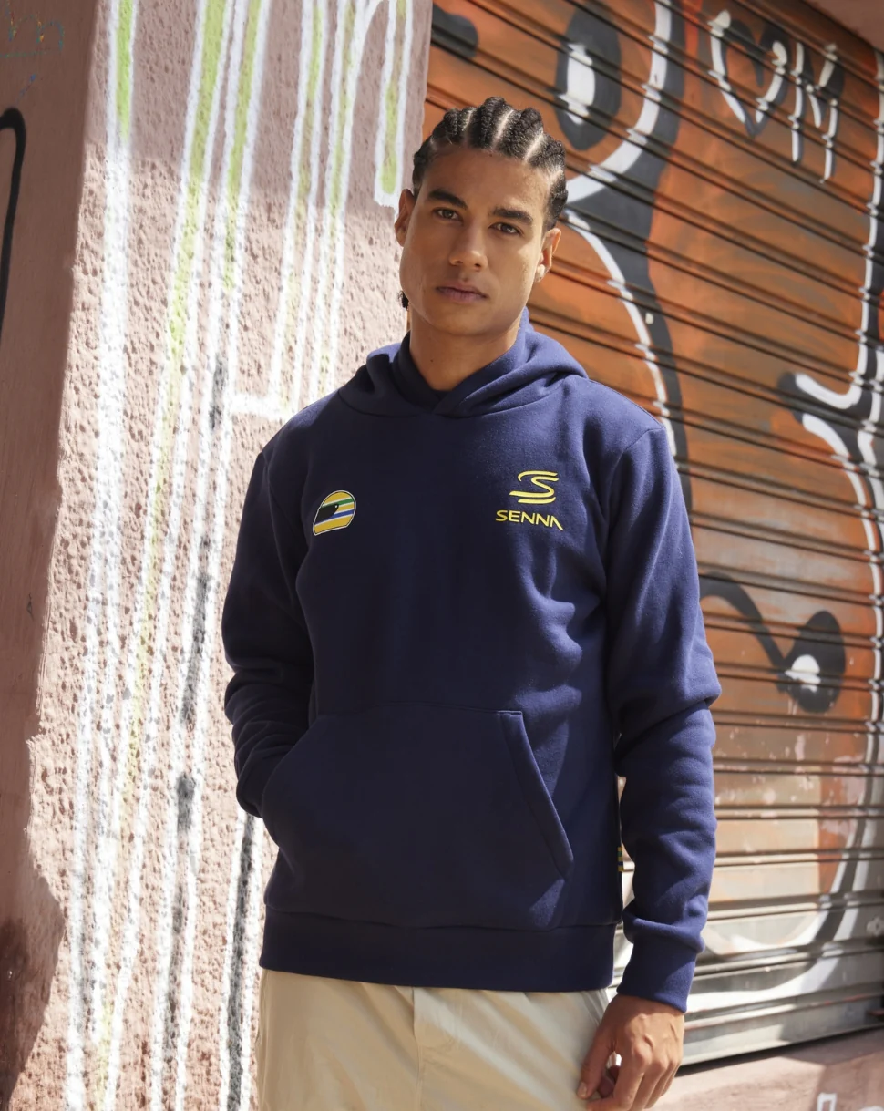 Unisex Senna #12 Stripe Pullover Hoodie - Navy - Image 3