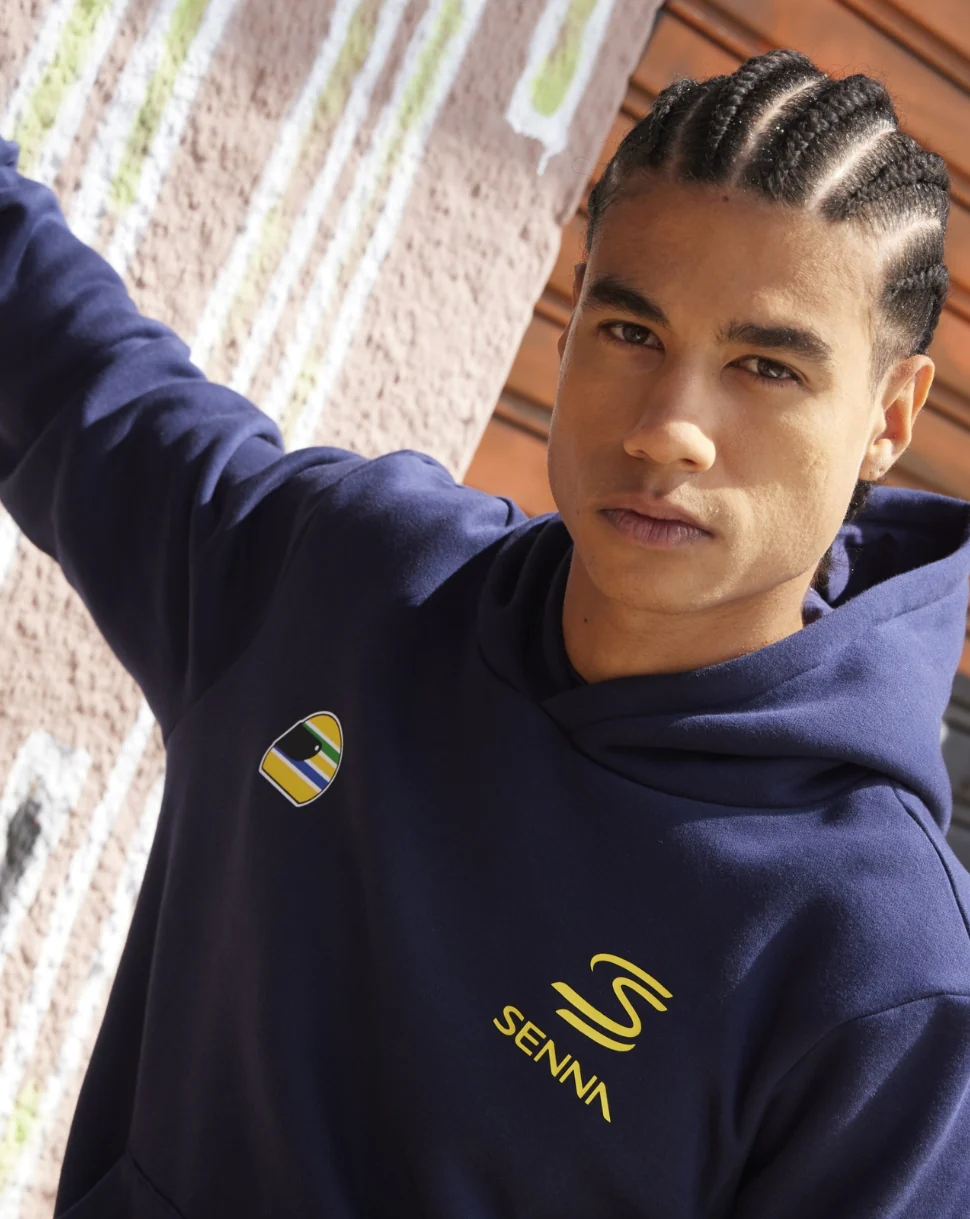 Unisex Senna #12 Stripe Pullover Hoodie - Navy - Image 4