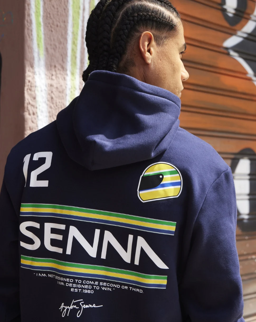 Unisex Senna #12 Stripe Pullover Hoodie - Navy - Image 5